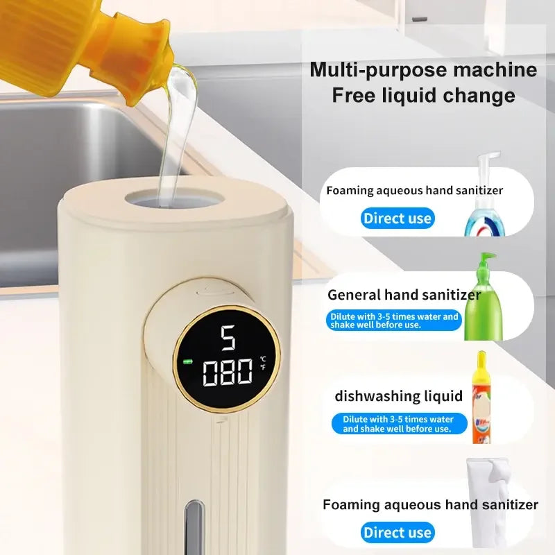Distributeur de Savon Automatique Intelligent Laan – Avec Écran LED, Capteur Infrarouge et Affichage de Température