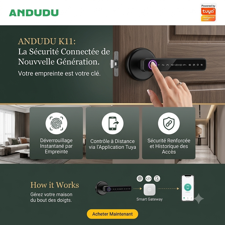 Serrure Intelligente ANDUDU K11 : La Sécurité Connectée de Nouvelle Génération