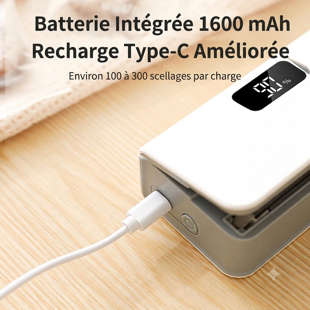 Mini scelleuse de sachets rechargeable USB – Scelleuse thermique portable pour conservation alimentaire