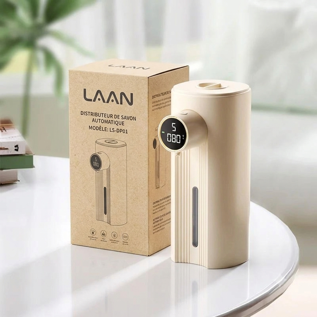 Distributeur de Savon Automatique Intelligent Laan – Avec Écran LED, Capteur Infrarouge et Affichage de Température