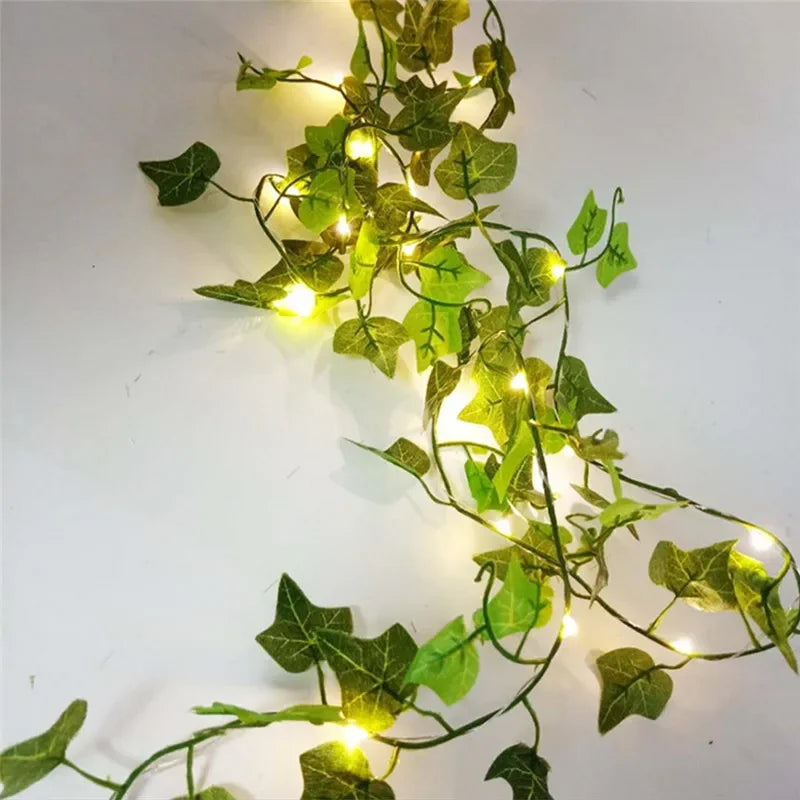 Fleur Feuille verte Guirlande lumineuse Vigne artificielle Fée Lumières de fées Alimentées par batterie Arbre de Noël Guirlande Lumière pour désherbage Décoration de la maison