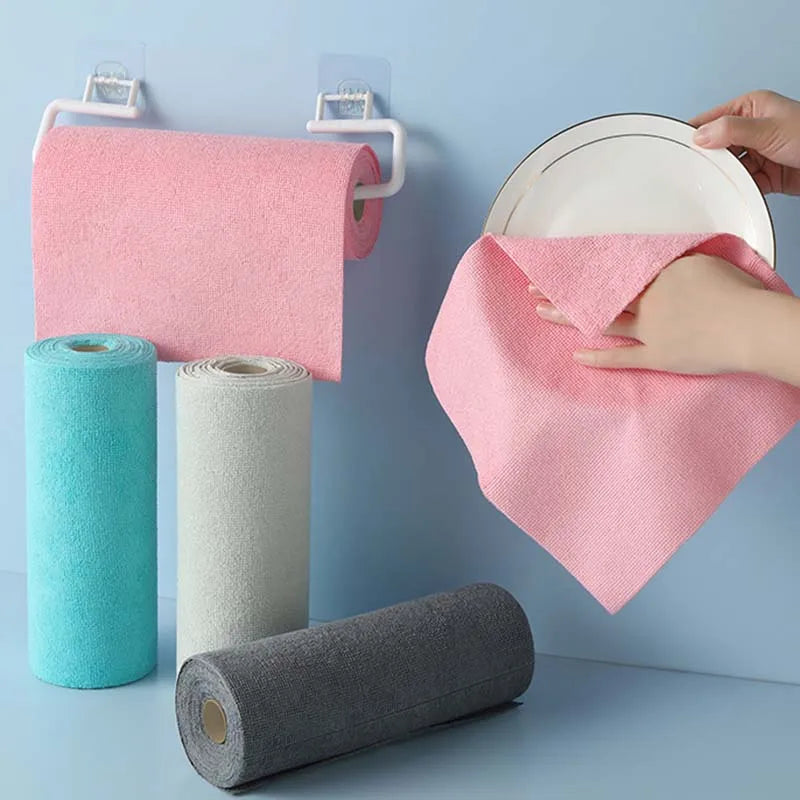Rouleau de chiffons microfibre réutilisables – Déchirables, ultra-absorbants et anti-graisse
